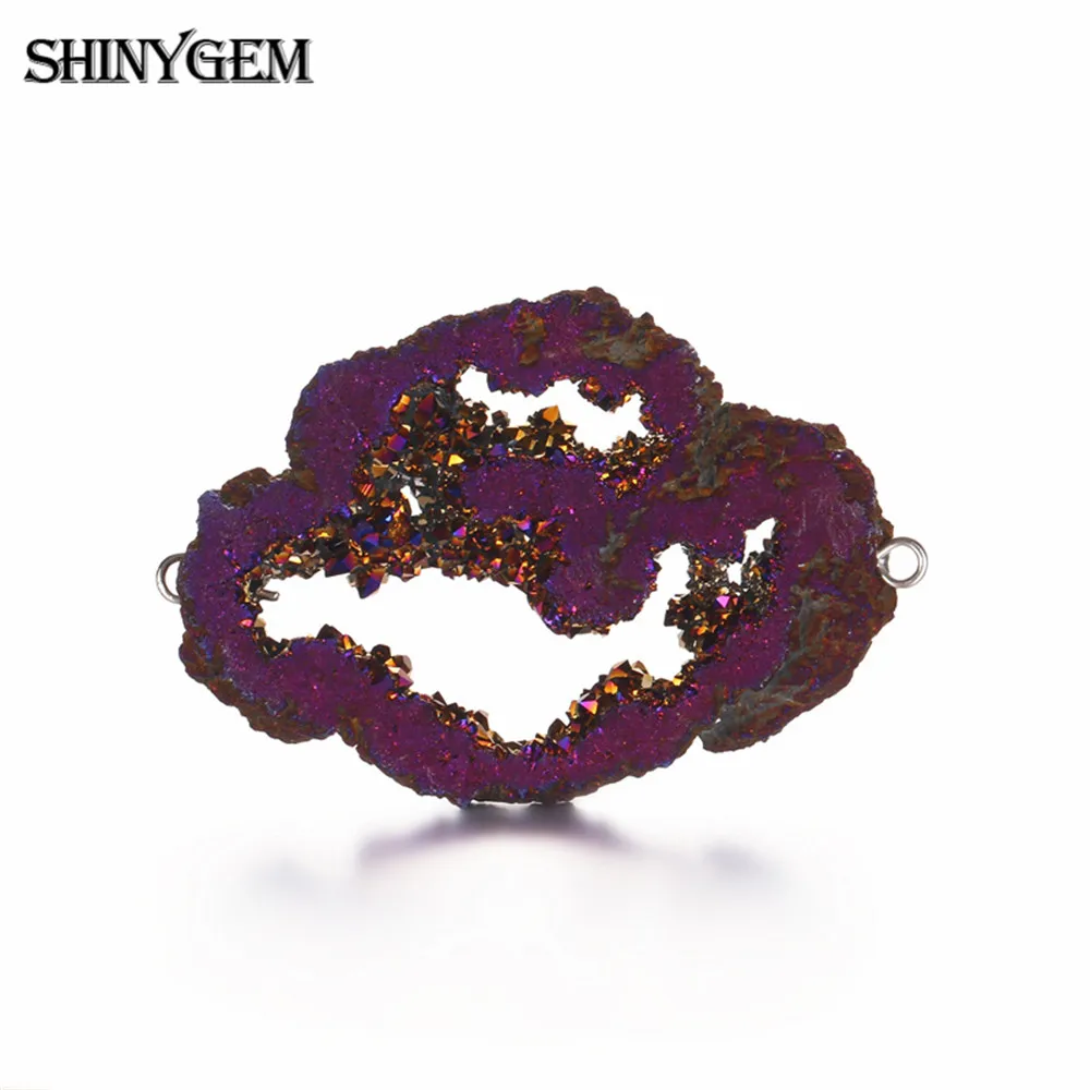 

ShinyGem Natural Crystal Pendant Connector Irregular Druzy Natural Stone Pendant Charms For Jewelry Making Christmas Charms