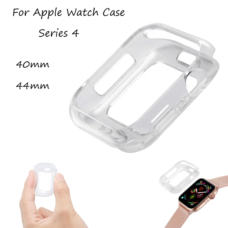 

New Transparent Cover For Apple Watch Band 44mm 40mm Full Protector Case For iwatch Series 4 TPU Soft Shell Frame Accessories