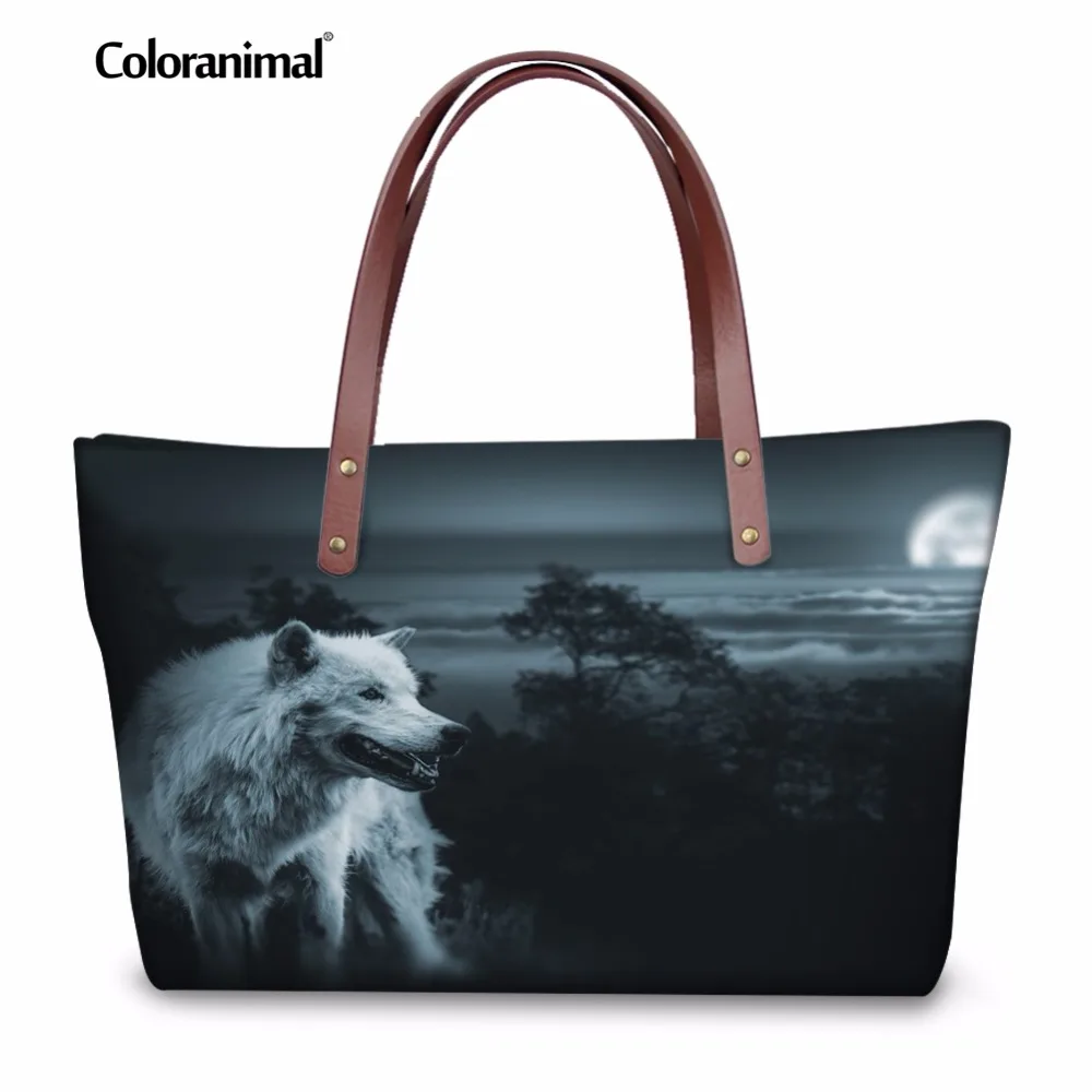 

Coloranimal howling wolf/Galaxy Star Wolf Clutches Casual Bags for Ladies 3D Animal Print Large Capacity Women Handbags Tote Bag
