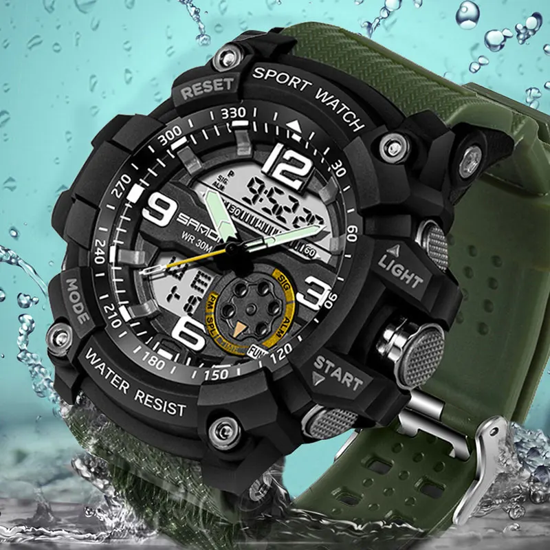 SANDA Army Military Sport Watch Men Watches Top Brand Luxury Electronic LED Digital Wristwatch For Male