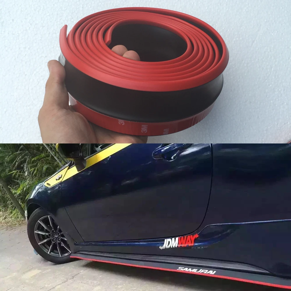 

2.5 Meters M3 M4 Z4 E90 E92 F30 F16 Red with Black Rubber Car styling Front Bumper lip spoiler Side Skirt for BMW Any Car