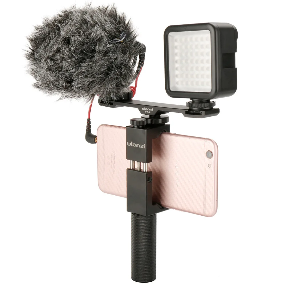 

Ulanzi PT-2 Kit Smartphone Video Gear w Microphone Video Light Phone Mount Handle Rig Cold Shoe Bracket for iPhone Samsung Canon