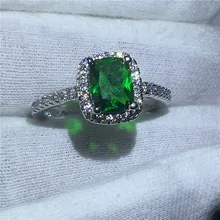 Классическое кольцо с белым золотом обручальное кольцо кольца для мужчин и женщин с подушками 3ct зеленый AAAAA Циркон ювелирные изделия на палец