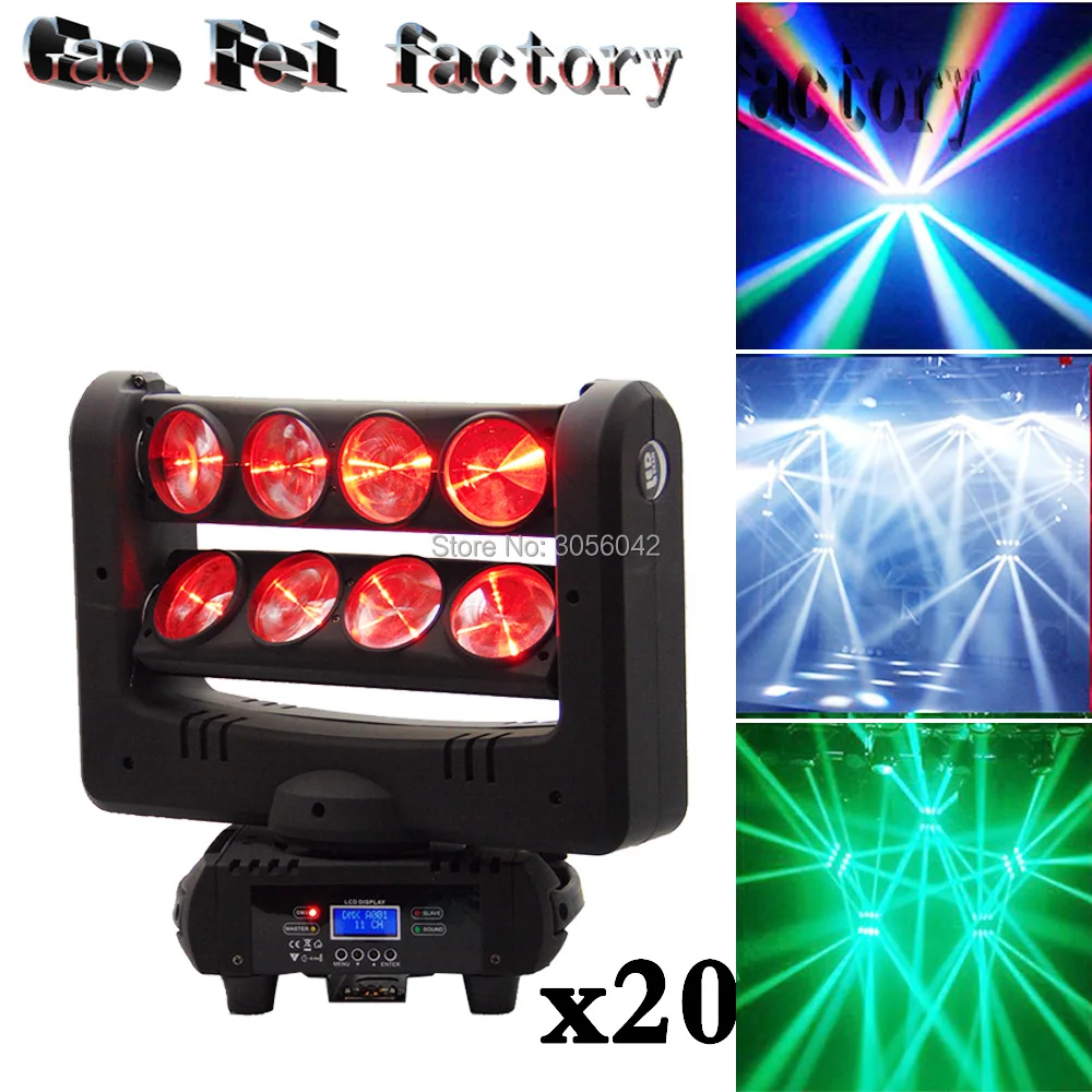

20pcs/lot 8x10w rgbw 4in1 quad LED spider moving head light for dj party disco