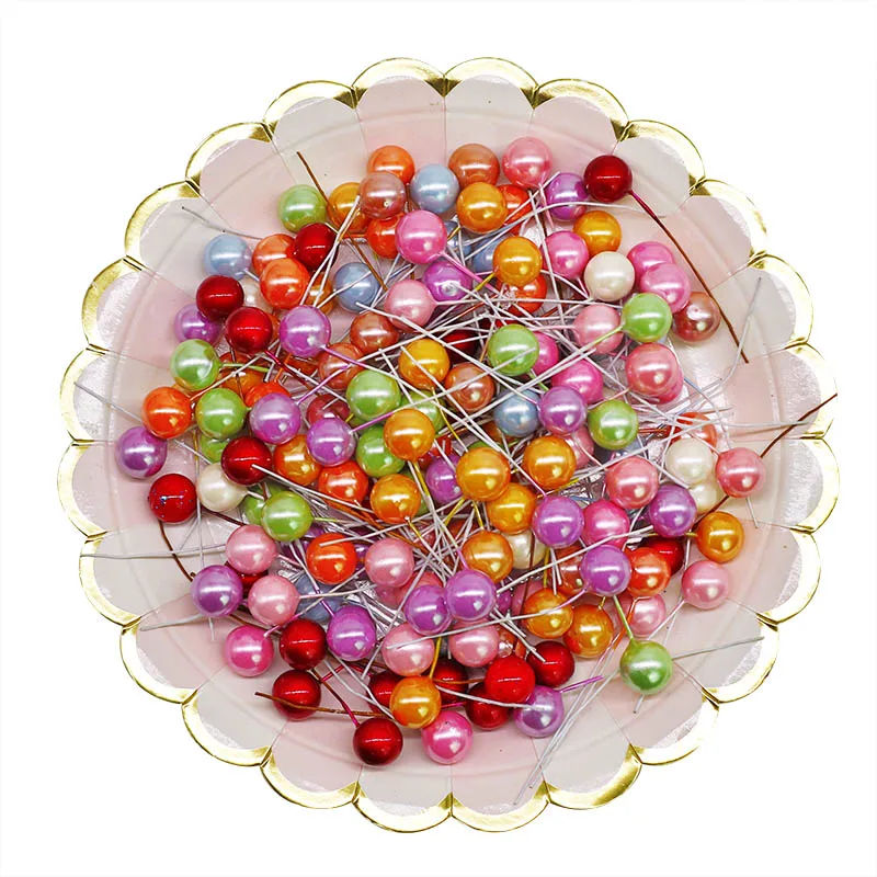 Жемчужная тычинка, 50 шт., 12 мм, Искусственные пластиковые ягоды, украшение для свадебной вечеринки, сделай сам, венок, скрапбукинг, искусственный цветок