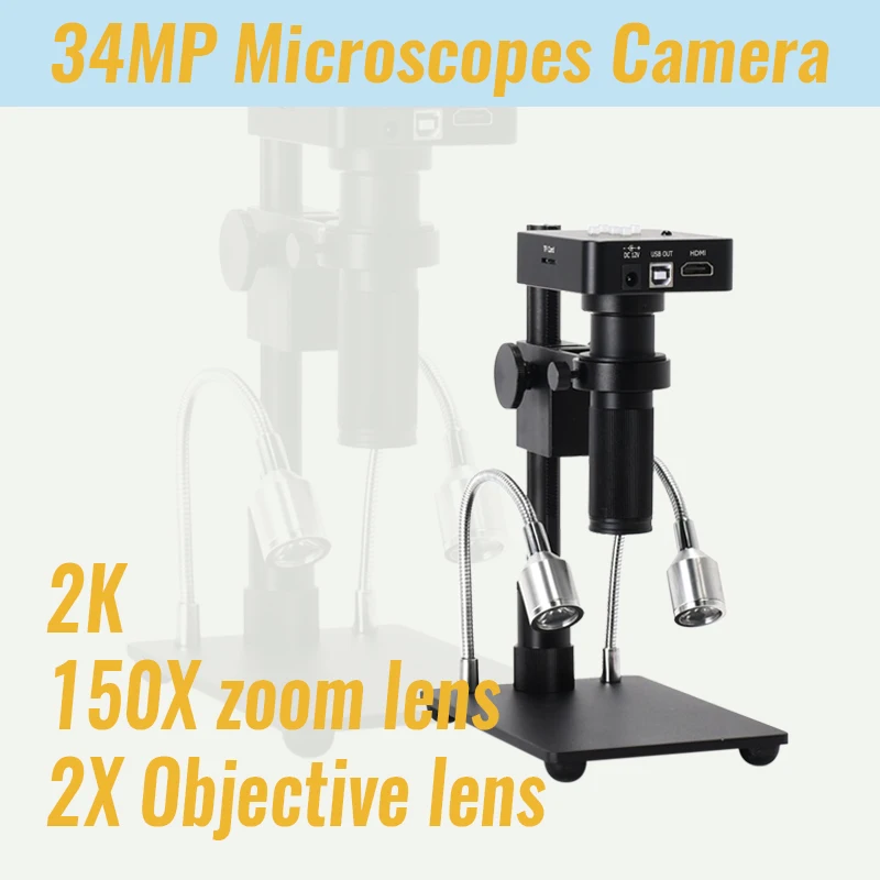 Промышленный электронный паяльный микроскоп 34MP 2K HDMI USB камера 150X увеличительная