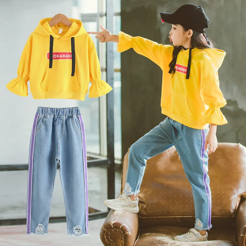 2018 Spring Fall Girls Sweatshirt Suit Children's Sports Clothing Set