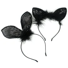 1 шт. повязки для женщин вечерние шаровые повязки на голову рождественские деформируемые сексуальные плюшевые кружева плюс бархатные заячьи ушки головная повязка G0408