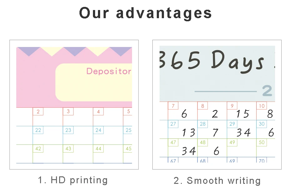 365 Days Calendar Planner Creative Periodic Deposit Planning Paper Year Deposit Plan Annual schedule Student Office Supplies 930_08