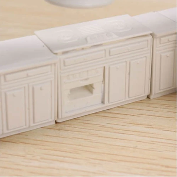 Кукольный дом Миниатюрный 16 шт набор кухонной мебели l-образный Белый пластик