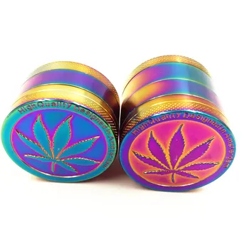 

Metal Zinc Alloy 40mm Tobacco Grinder Rainbow color Beautiful Herb Herbal Spice Crusher Smoking Pipe Accessories Grinder