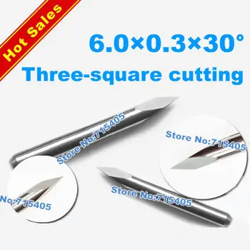 

5Pcs 6.0mm Tip0.3mm 30degree three-square cutting tools 3-Edge Cutting Carving Tools/Three Face CNC Router Bits