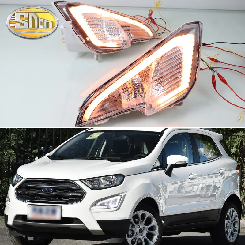 

2PCS LED Daytime Running Light For Ford EcoSport 2018 2019 Yellow Turn Signal Function Waterproof ABS 12V Car DRL LED Fog Lamp