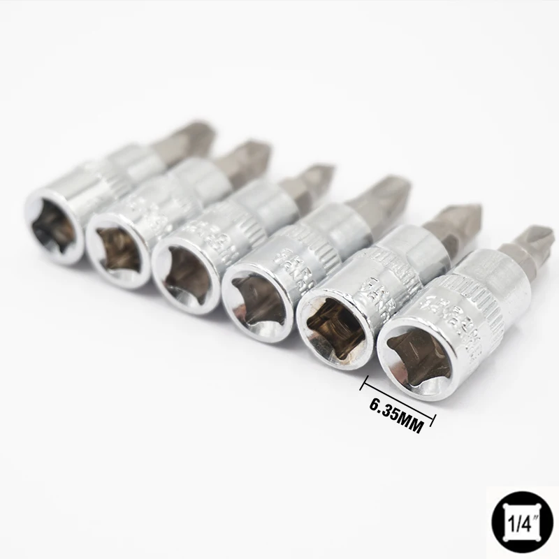 6 шт. бит Phillips Pozi Socekt хром ванадиевый 1/4 дюйма торцевой ключ PH1 PH2 PH3 PZ1 PZ2 PZ3 отвертка