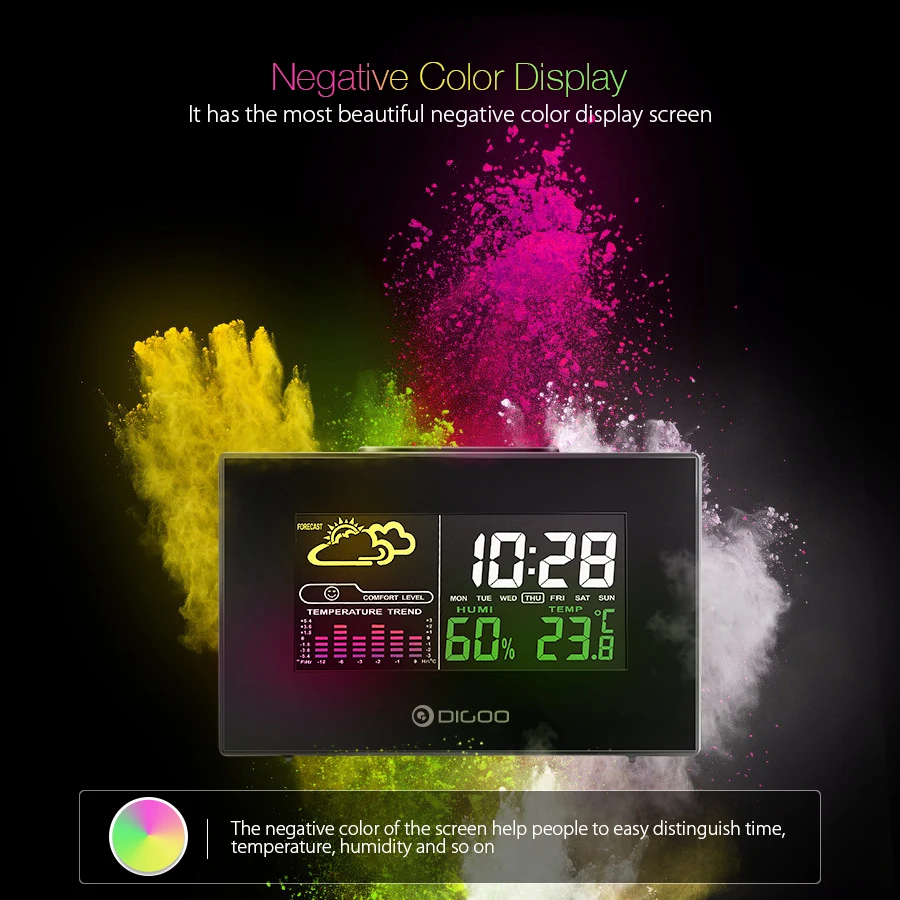Digoo DG-C3 гигрометр, термометр, метеостанция, будильник, температура, влажность, подсветка, функция повтора