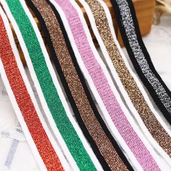 

5yds/lot 2cm wide mercerized cotton soft gold silver line lace sports casual pants side strip decorative webbing AC1025