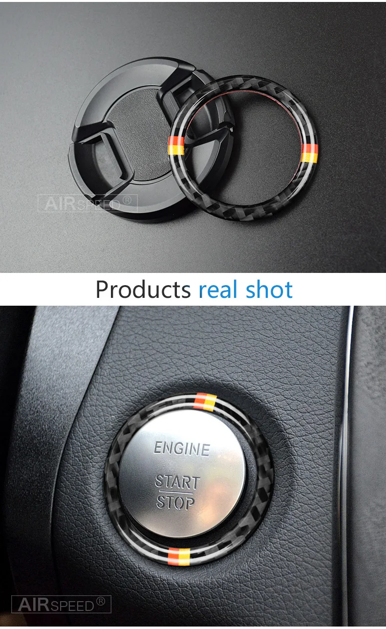 Mercedes Benz C Class W205 E Class W213 GLC Carbon Fiber Car Interior Ignition Engine Start Cover Trim Ring Sticker (5)