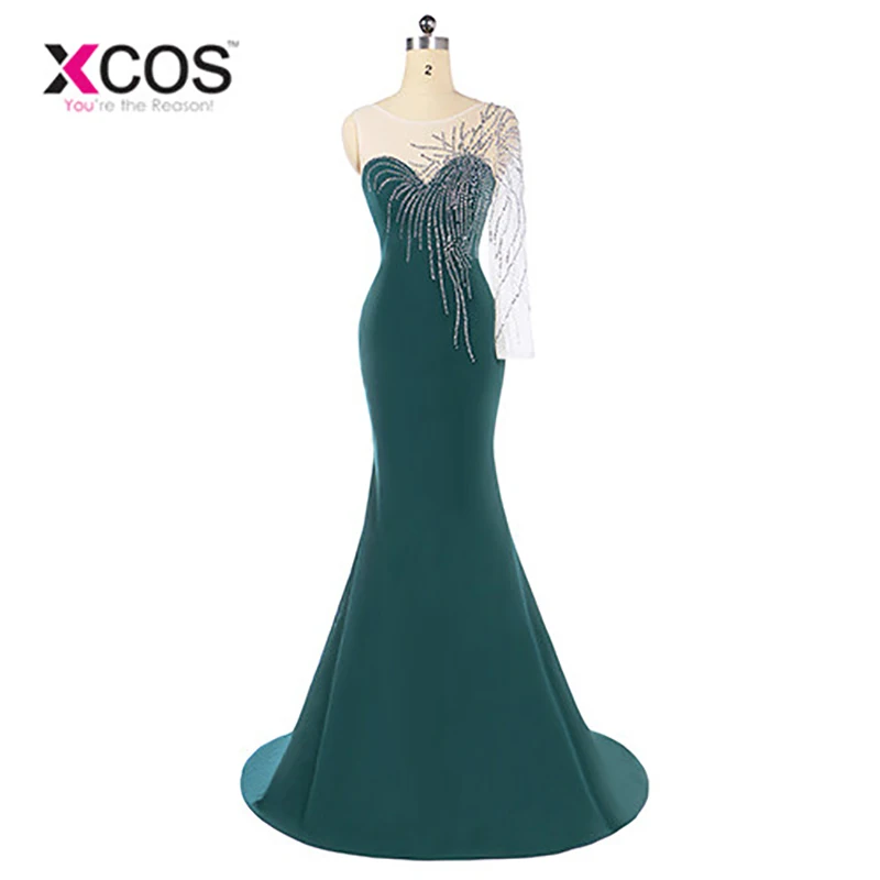 lidee soiree one shoulder gown in green
