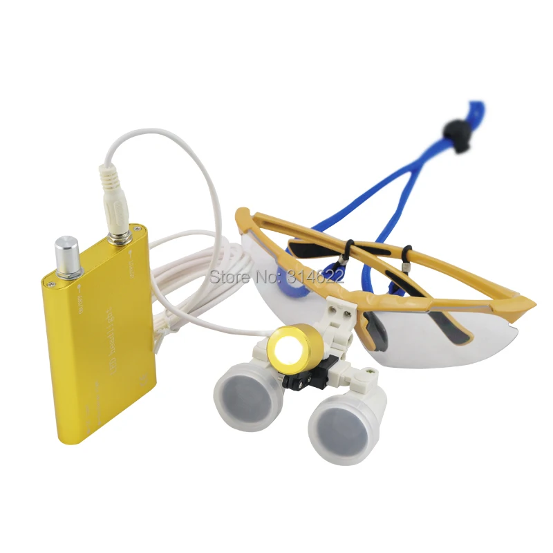 

Quality Guarantee-Wholesale-3.5X Loupe Binocular dental loupes 3.5X Dental Surgical Binocular with LED Head Light Lamp yellow