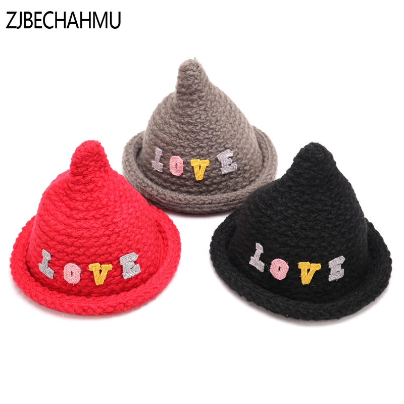 

Spring Fashion Vingate Solid Wool Warm Bucket Hats For Children Girls Winter Hat kids bucket hat hiking hat 2018 New Brand