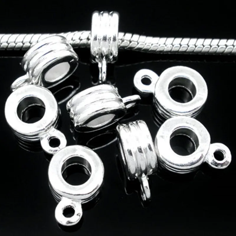 Buy 100Pcs Silver Plated Rope Metal Bails Spacers