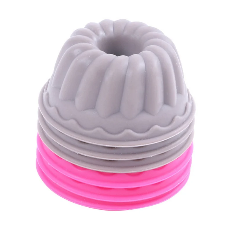 

6 Pcs Cake Mold Silicone Round Shape Solid Color Cupcake Baking Tool Pudding Egg Tart Bakeware Mould Kitchen Gadgets FP8