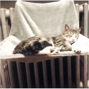 

Cat Cradle Hammock Radiator Bed Cushion with Adjustable Holding Device and Removable Cosy Sheepskin Effect Cover