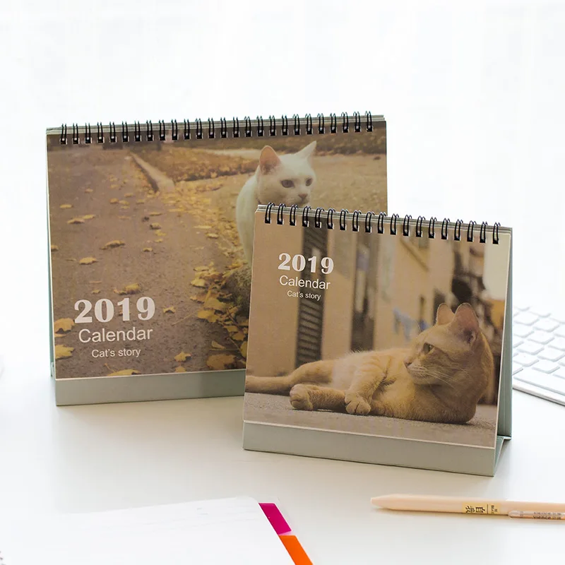 

Cute Cat 2019 Desktop Calendar Table Calendar Lunar Planner Notebook
