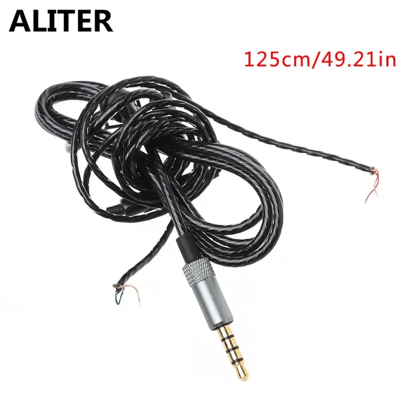 

ALITER 3.5mm Jack DIY Replacement Headphone Audio Cable Maintenance Wire With MIC 1.25m
