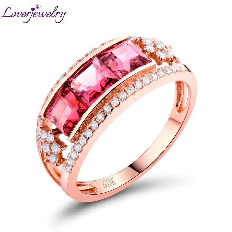 Кольцо из розового турмалина с бриллиантом 18 К|ring for|ring for salering with diamond |