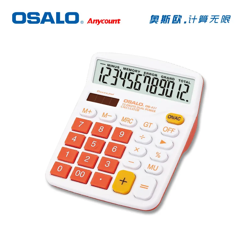 Osalo ABC12 المكتبية حاسبة أرقام العرض امدادات الطاقة الطاقة الشمسية المزدوجة اللون OS-837VC Osalo ABC12 المكتبية حاسبة أرقام العرض امدادات الطاقة الطاقة الشمسية المزدوجة اللون OS-837VC