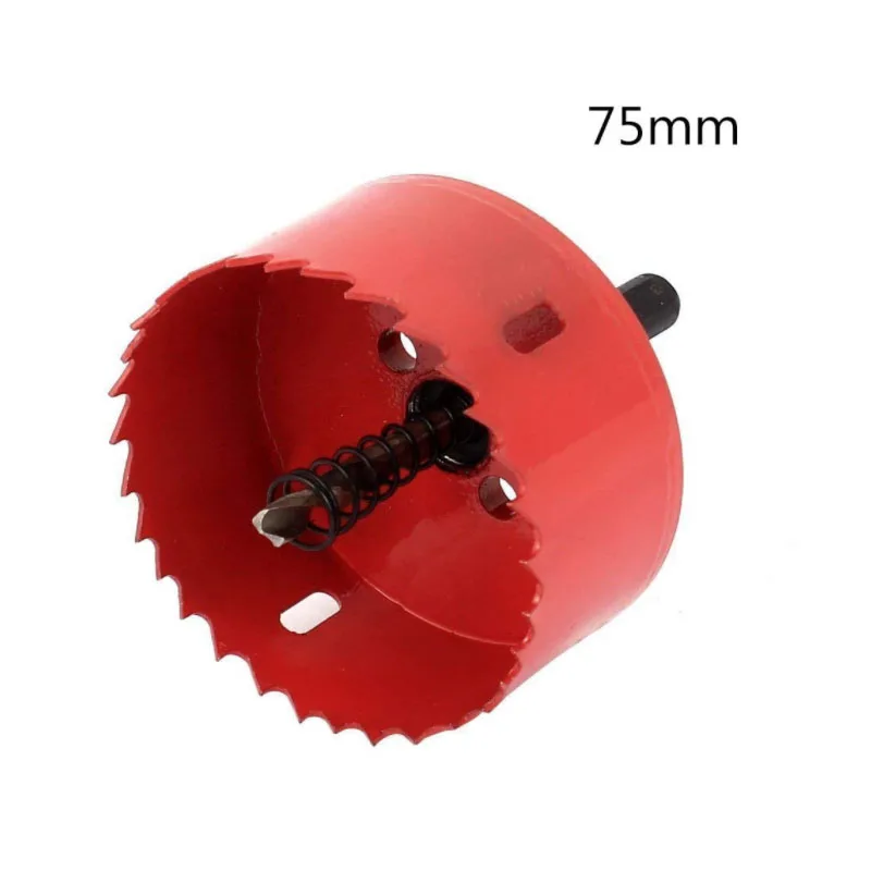 

75mm/3" Dia Toothed Bi-Metal Hole Saw Drill Bit Red