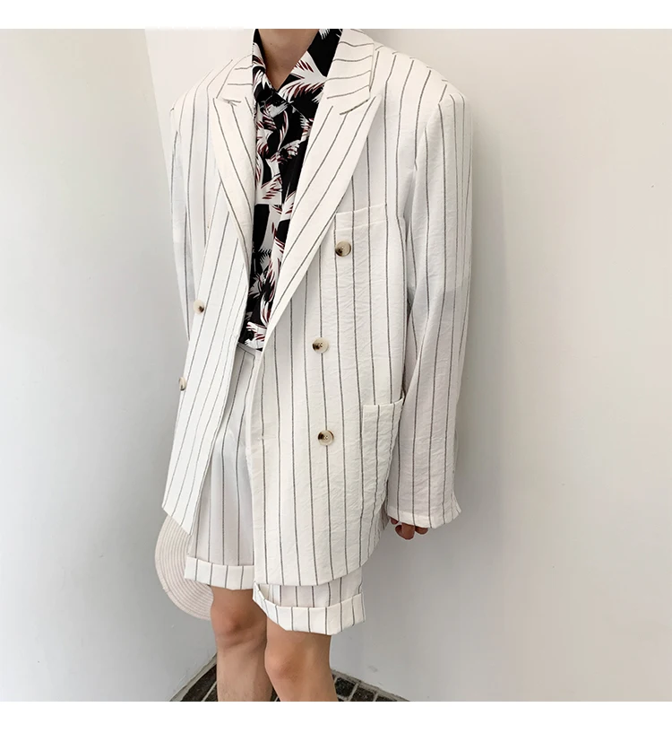 Летняя новая модная версия свободного делового повседневного тренда студенческого полосатого Блейзера