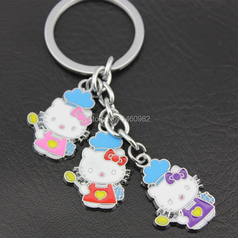 

Cute Cartoon Cat Love Cooking Keychains Car Keyrings Girl Women's Bag Pendant Charms Gift YO101