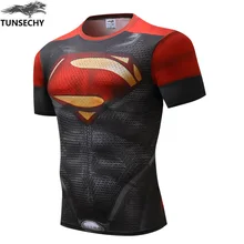 TUNSECHY 3D Digital printing T-shirt brand men’s round collar short sleeve compression tight T-shirts wholesale and retail