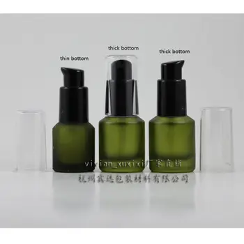 

15ml green frosted Glass lotion bottle with black plastic pump,thin bottom,cosmetic packing,cosmetic bottle,packing for liquid