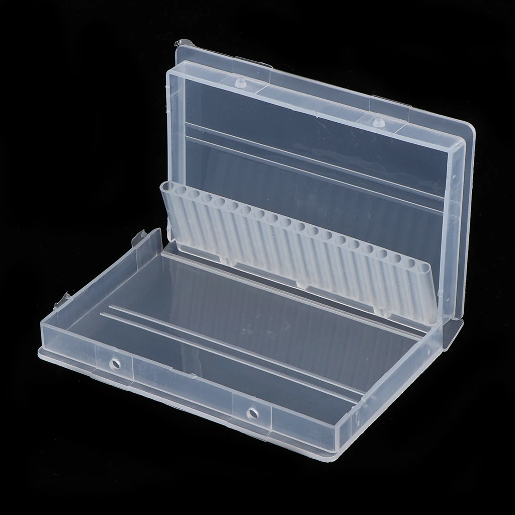 

Nail Bit Holder Case, 20 Holes Manicure Drill Bit Storage Display Box Organizer, Clear Plastic Nail Tip Stand