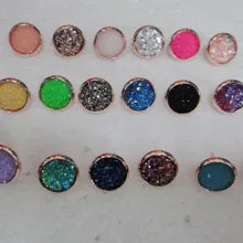 20prs/lot разбирают цвета 10 мм розовое золото цвет искусственного Druzy серьги оптом