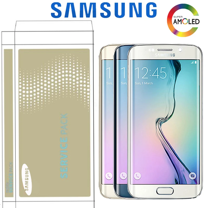 Оригинальный 5 1 ''Супер Amoled LCD для Samsung Galaxy S6 Edge G925 SM-G925F G925F с кодирующий