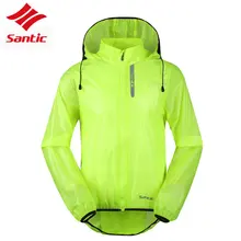 Santic, Мужская ветровка для велоспорта, светильник Джерси, водонепроницаемая, защита от ультрафиолета, с капюшоном, для улицы, для езды на велосипеде, велосипедное пальто зеленого цвета