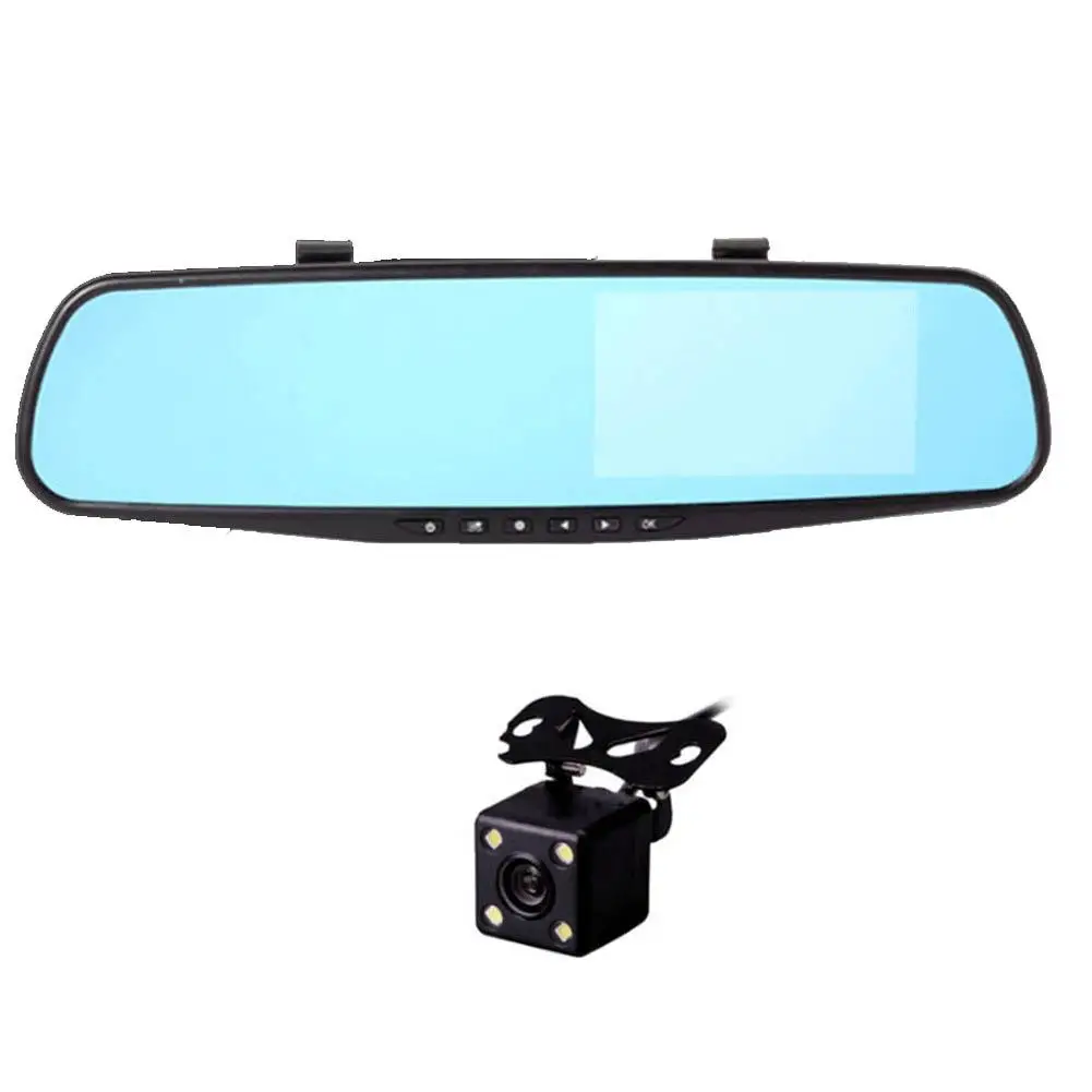 

AUTOECHO Car Blue Mirror Anti-glare 170 Degrees Wide-angle Rearview Mirror Driving Recorder 4.3-inch 1080P Dual Lens Monitoring