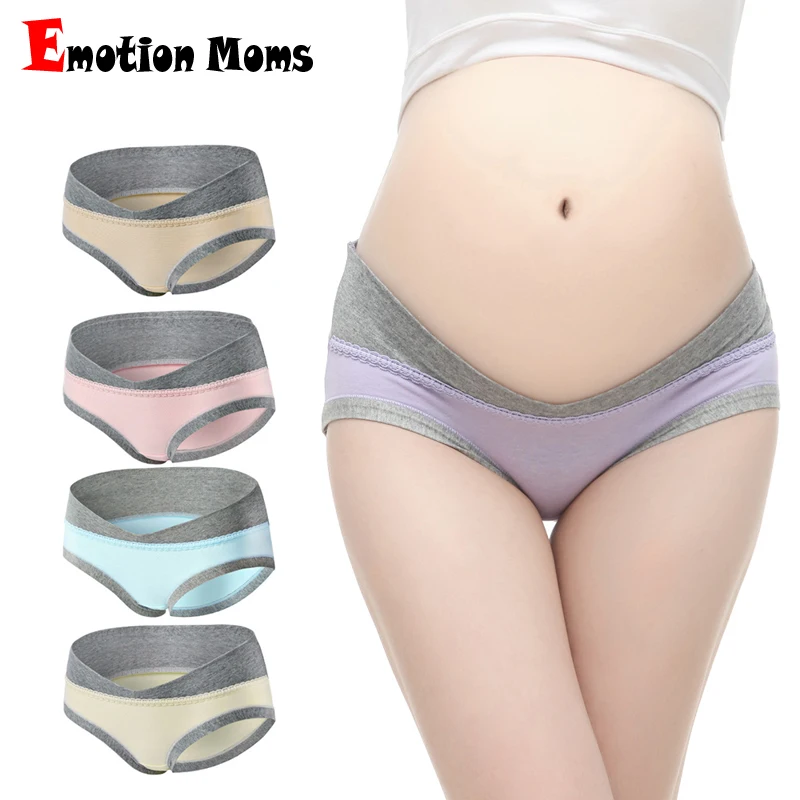 

Emotion Moms 4Pcs/Lot Maternity Underwear U-Shaped Low Waist Pregnancy Briefs For Pregnant women Plus size Panties Clothes