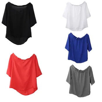 

New Fashion Women Ladies Off The Shoulders Strapless Blouses Solid Casual Tops Blouse Summer Girls Shirts
