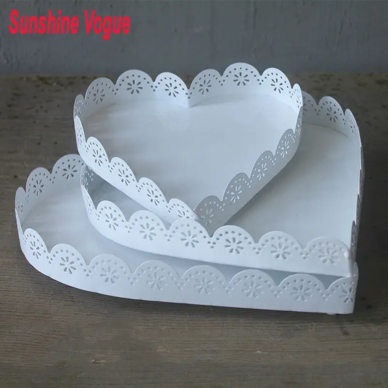 Macarons tray cupcake stand white iron heart shape dessert ...