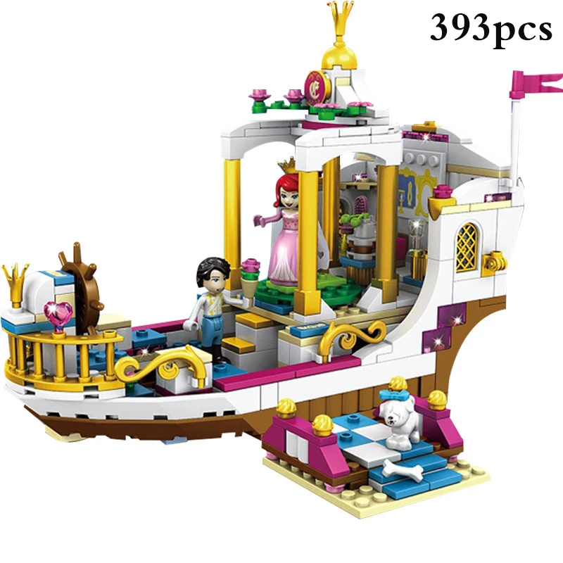 

393pcs Girl Friends Mermaid Princess Royal Celebration Boat Building Blocks Compatible Legoings Friends City Bricks Toys For Kid
