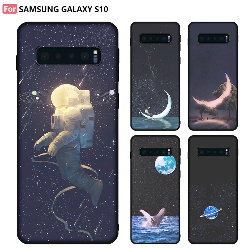 Чехол Eqvvol Space Moon для Samsung Galaxy S8 S9 S10 Plus Lite A6 A7 A8 Note 8 9 J3 J5 J7 цветочный чехол тонкий из