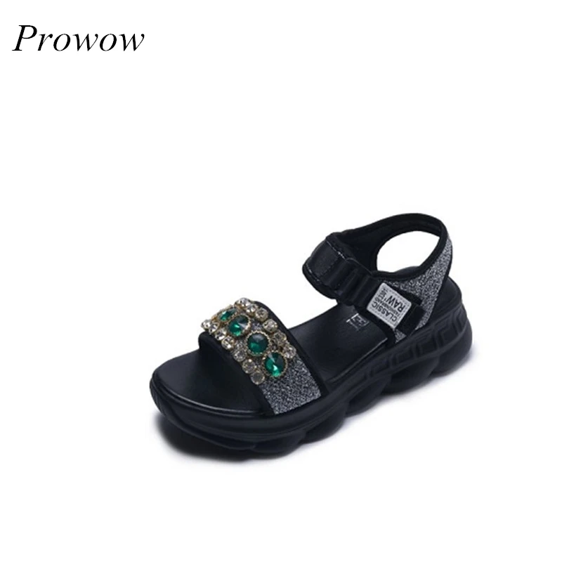 

Prowow 2019 Summer New Rhinestone Patch Open Toe Flat Shoes Women'S Fashion Shoes With Sandals Bottom Slip Ladies Sandals