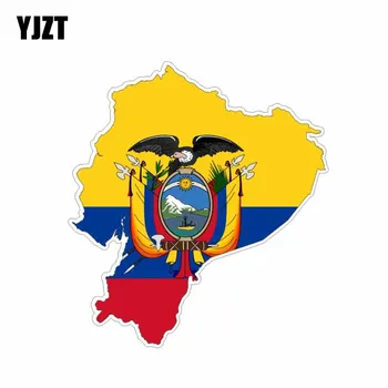 

YJZT 10CM*9CM Motorcycle Creative Ecuador Flag Map Car Sticker PVC Decal 6-0590