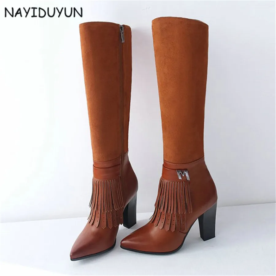 NAYIDUYUN New Fashion Thigh High Boots Women Black/Brow