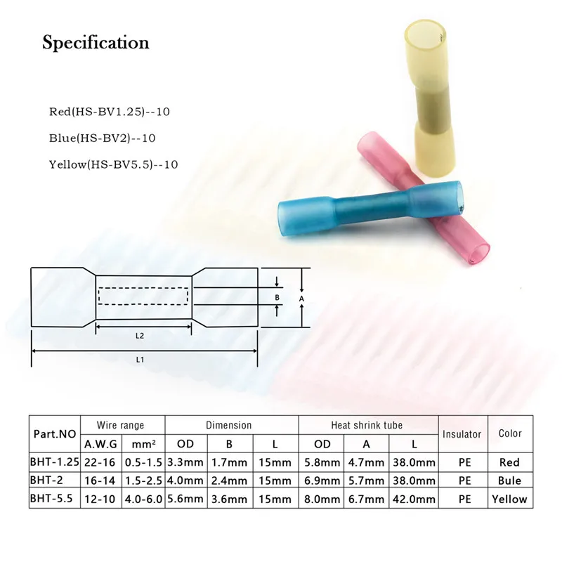 240 шт изолированные Термоусадочные соединители электрические провода сращивания Лопата кольцо вилка Стыковая клемма провода соединитель Ассортимент Комплект